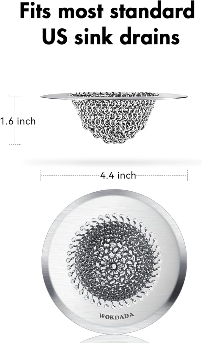 Revolutionary Kitchen Sink Drain Strainer/Patented Reversible Chain Mesh