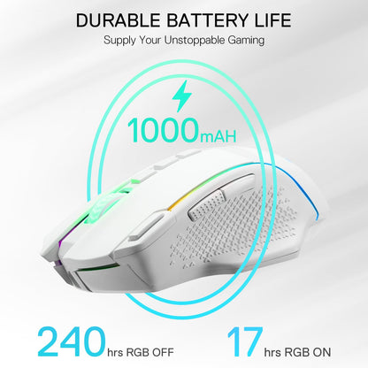 Redragon M810 Pro Wireless Gaming Mouse, 10000 DPI Wired/Wireless Gamer Mouse w/Rapid Fire Key, 8 Macro Buttons, 45-Hour Reliable Power Capacity and RGB Backlit for PC/Mac/Laptop