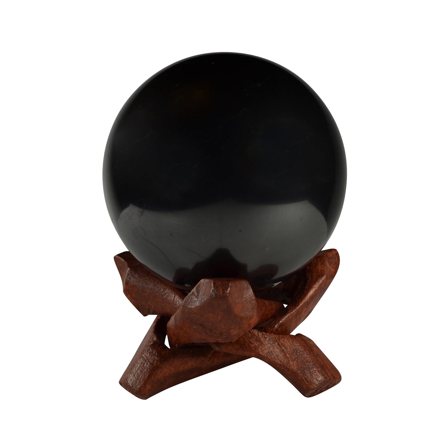 Shungite World Authentic Shungite Stone Sphere Polished 60 mm / 2.36 with Stand, Natural Real Feng Shui Meditation Healing Crystal Decorative Ball Home Protection Grounding Black Orb Décor