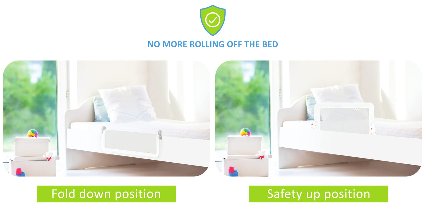 Littles Bed Guard Rail for Toddler, Child & Baby. Fits Single, Double Up to King Size Beds, White, 83 cm x 48.5 cm