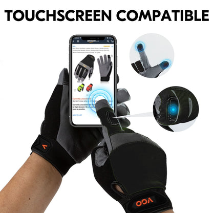 Vgo... 1 Pair Synthetic Leather Multi-Functional Work Gloves, Gardening Construction Builder Gloves (Size XL, Black, SL7584)