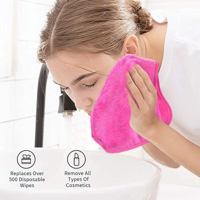UWEME Makeup Remover Cloths 4 Count: Microfiber Reusable Fast Drying Washcloth