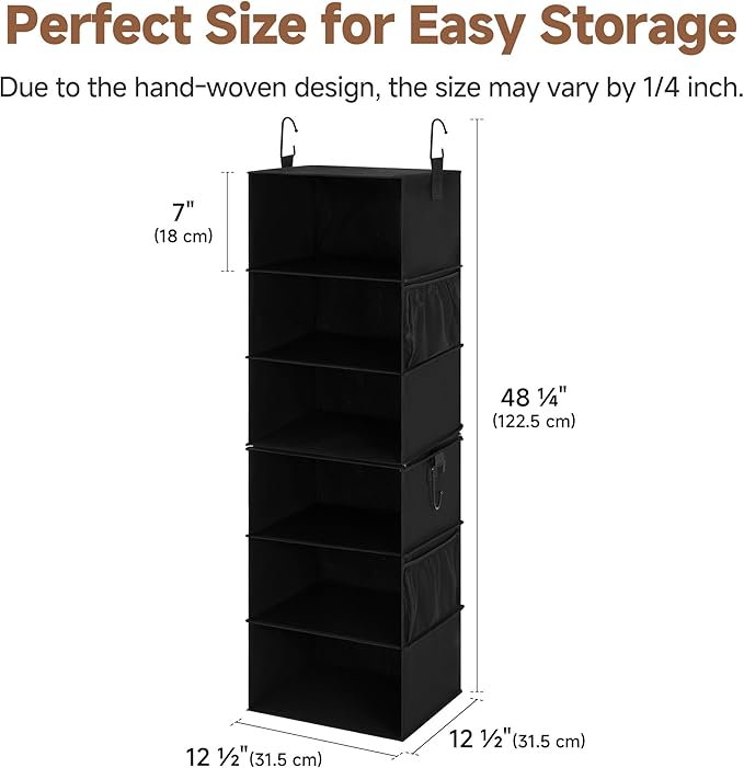 StorageWorks Hanging Closet Organizer 6-Shelf, Separable Two 3 Shelf Closet