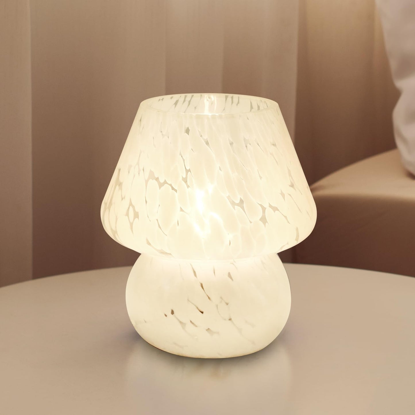 Dawnwake Mushroom Lamp Table Lamp for Bedroom,Small Desk Bedside Lamps for Living Room,Mushroom Decor Cute Mini Modern Mid Century Lamps for Night Stands (White)