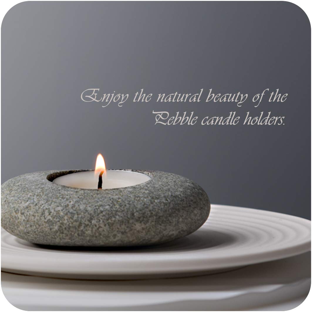 ICNBUYS Handmade Pebble Tea Light Candle Holder Handcrafted Tealight Holder for Zen Garden, Altar, Mantle, Desk, Table, Shelf