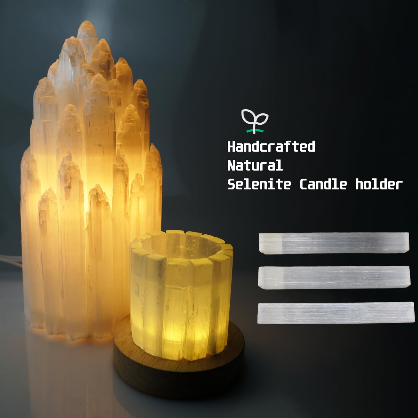 Selenite Candle Holder Natural Cylindrical Tealight Holder