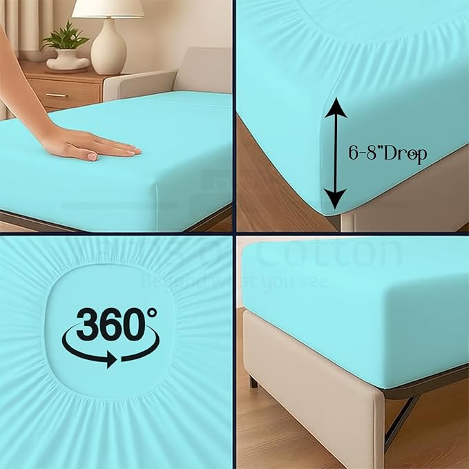 Sleeper Sofa Bed Sheet, 100% Cotton 400 Thread Count, 4 Piece Set, Deep Pocket
