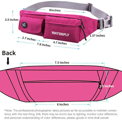 WATERFLY Fanny Pack Slim Soft Polyester Water Resistant Waist Bag Pack for Man Women Carrying iPhone 8 Samsung S6