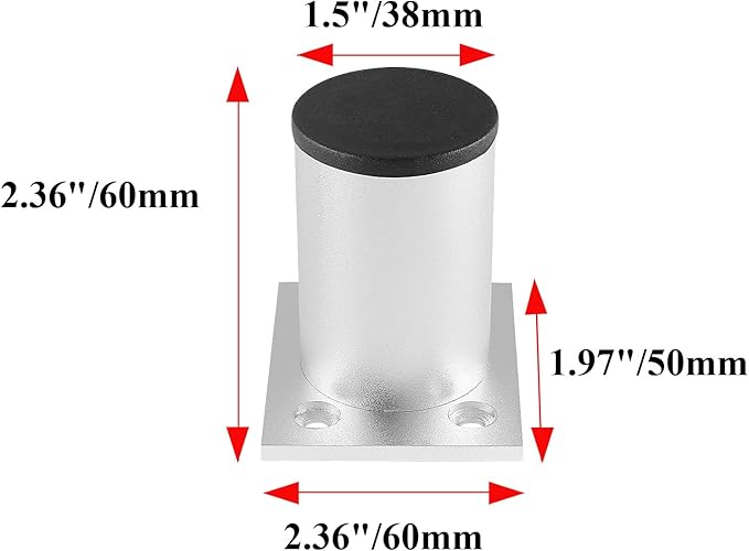 Set of 4 Furniture Legs 2.36 Inch, Adjustable Aluminum Alloy Cabinet Legs