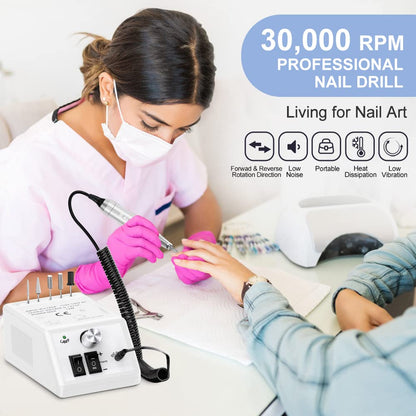 Professional Nail Drill Machine 30000 RPM Efile Electric Nail Filer Kit for Finger Toe Nails, Acrylic Gel Nails, Manicure Pedicure Drill with 6Pcs Nail Bits, 106Pcs Sanding Bands - Pink