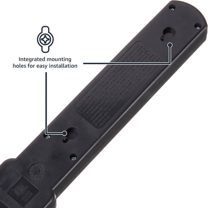 Amazon Basics Rectangle 6-Outlet, 600 Joule Surge Protector Power Strip, 2ft, Small, White, 2-Pack