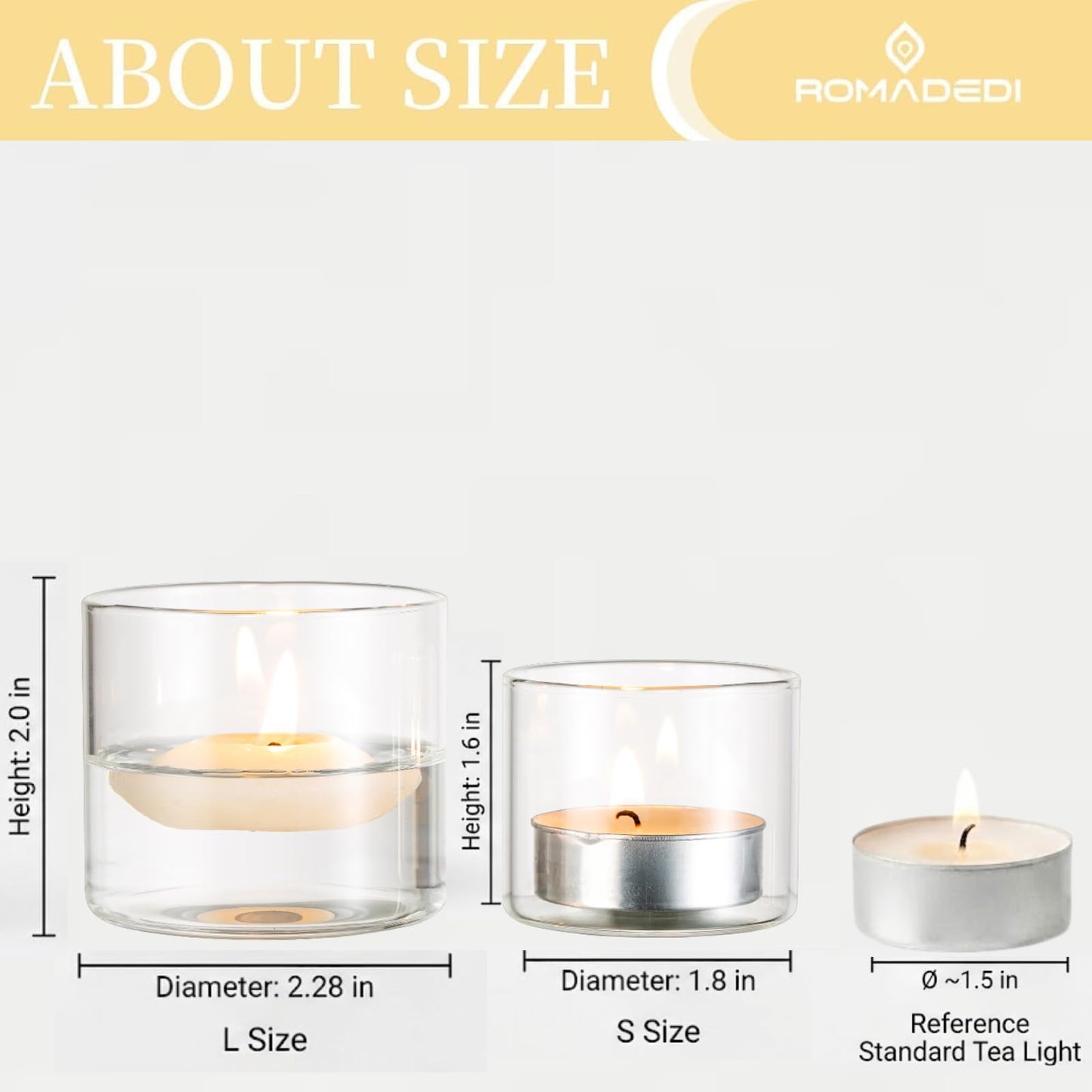 Romadedi Votive Tealight Candle Holders - 48 pcs Clear Glass Tea Light Holders Bulk Small Table Centerpieces Wedding Decor Party Dinner Home Decorations Festivals Christmas
