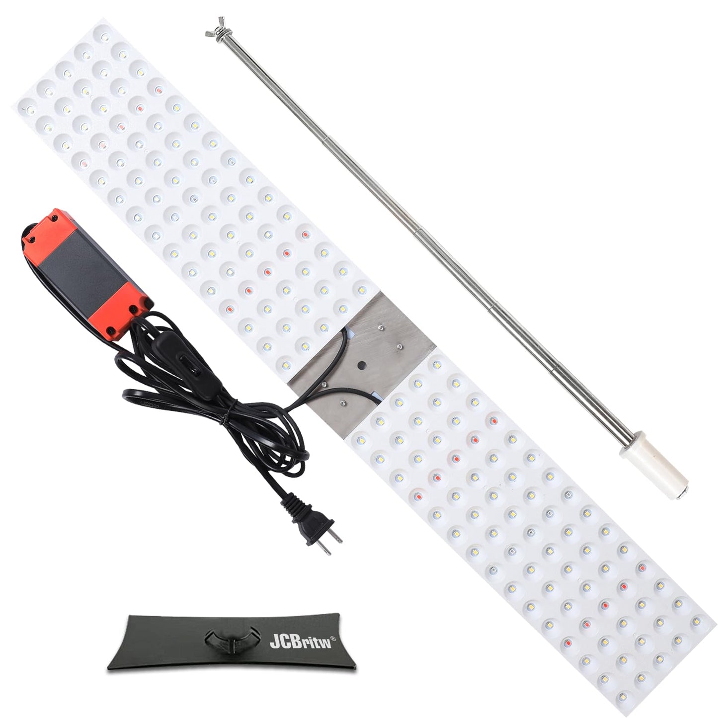 JCBritw 100W LED Grow Light Panel，Adjustable Free Standing Plant Light, White with IR Full Spectrum Grow Lamp on Stand for Indoor Plants Seed Starting, Seedlings, Veg, Flower