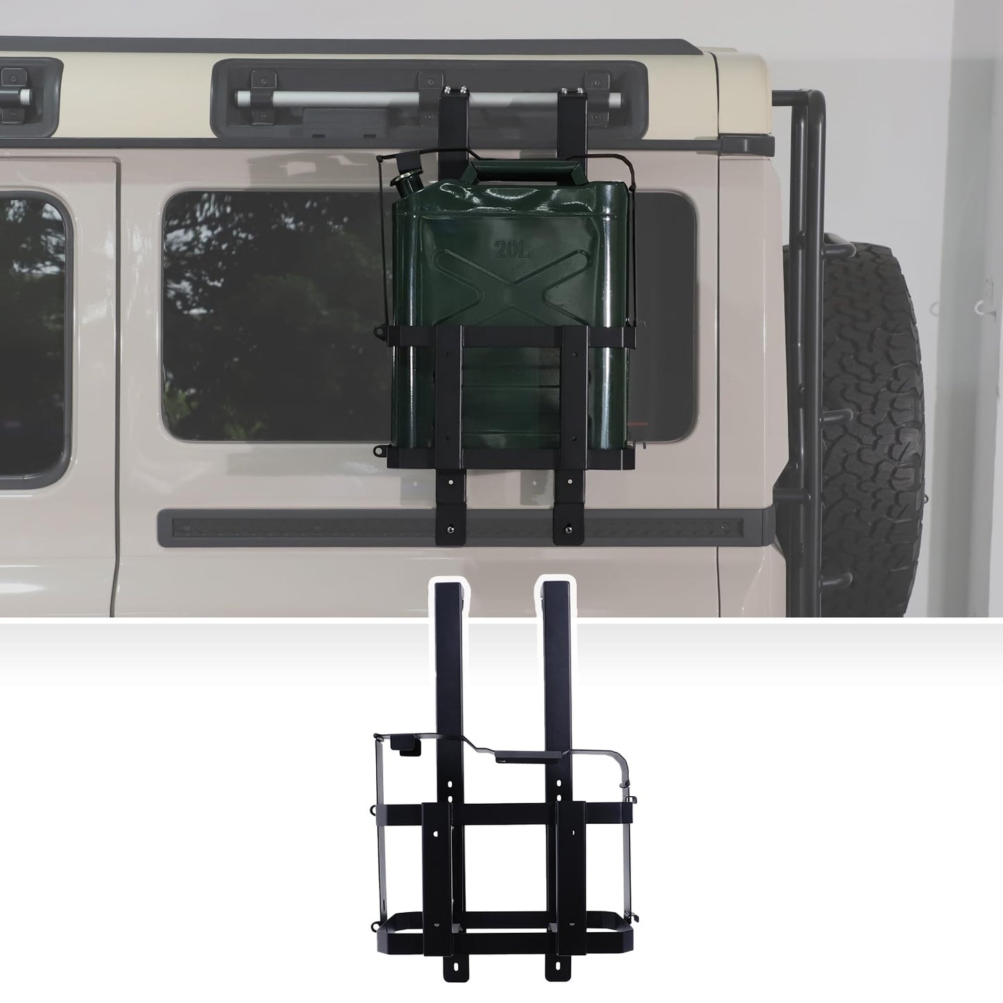 Rear Window Water Can Holder Rack Mount Bracket for INEOS Grenadier 2020-2025 Accessories Trailer Water Liquid Container Bracket, Water Locking Pack Mount 5 Gallon / 20 Liter Jerry Water Can Rack