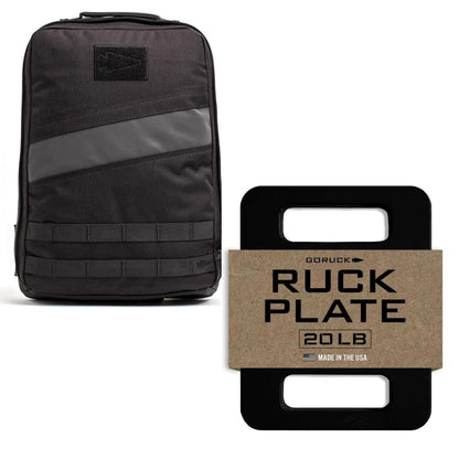 GORUCK Rucker 4.0 15L Black with Ruck Plate 20LB Bundle, Purpose Built Rucking Backpack, Military Weight Training Rucksack w/Ruck Plate Pocket and Extra Padded Straps