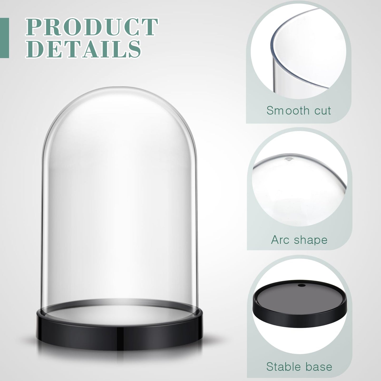 Zhengmy Plastic Dome Display Case Cloche Bell Jar with Base Clear for Collectibles Rose Office Home Tabletop Centerpiece Decoration(4 Pieces)