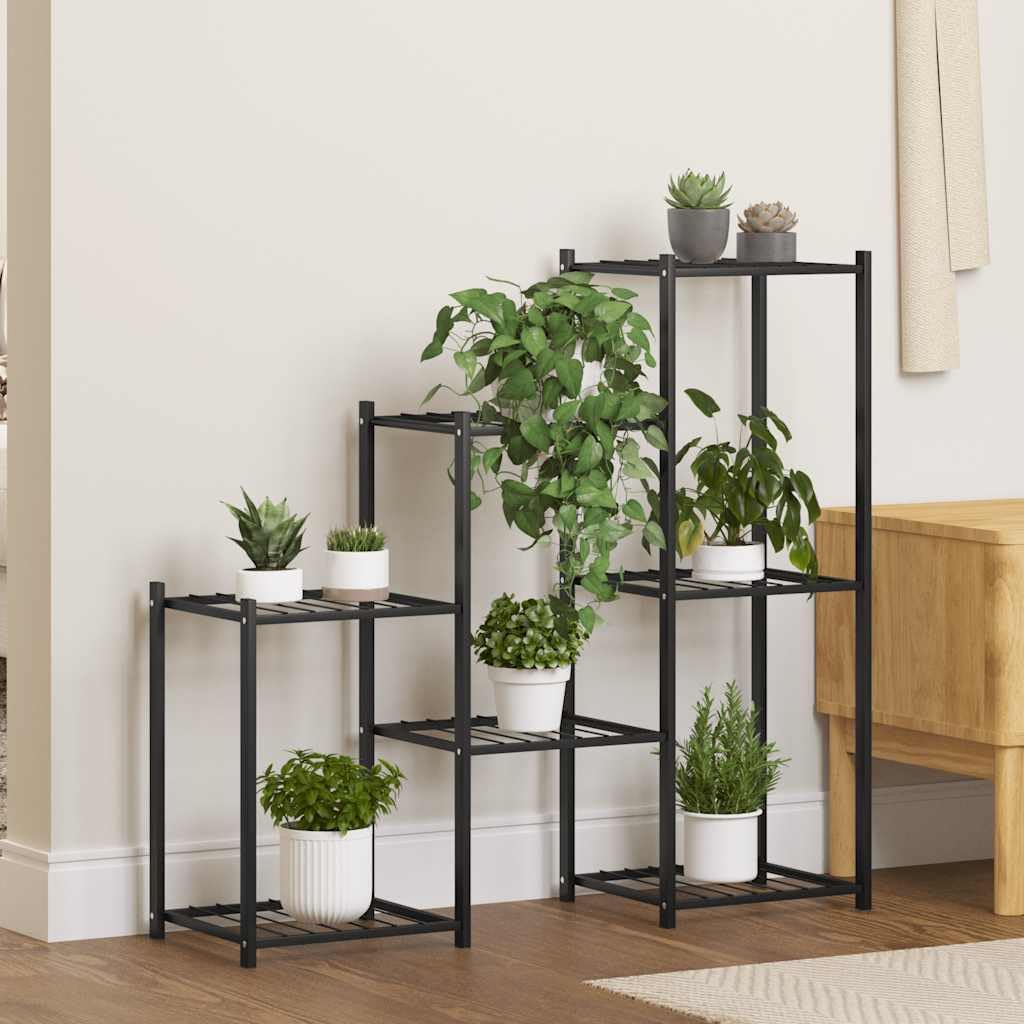 MBDRKVGF 5-Tier Metal Flower Stand, Indoor Outdoor Plant Shelf for Corner, Black Iron Display Rack for Living Room Balcony, Modern Vertical Tiered Plant Holder
