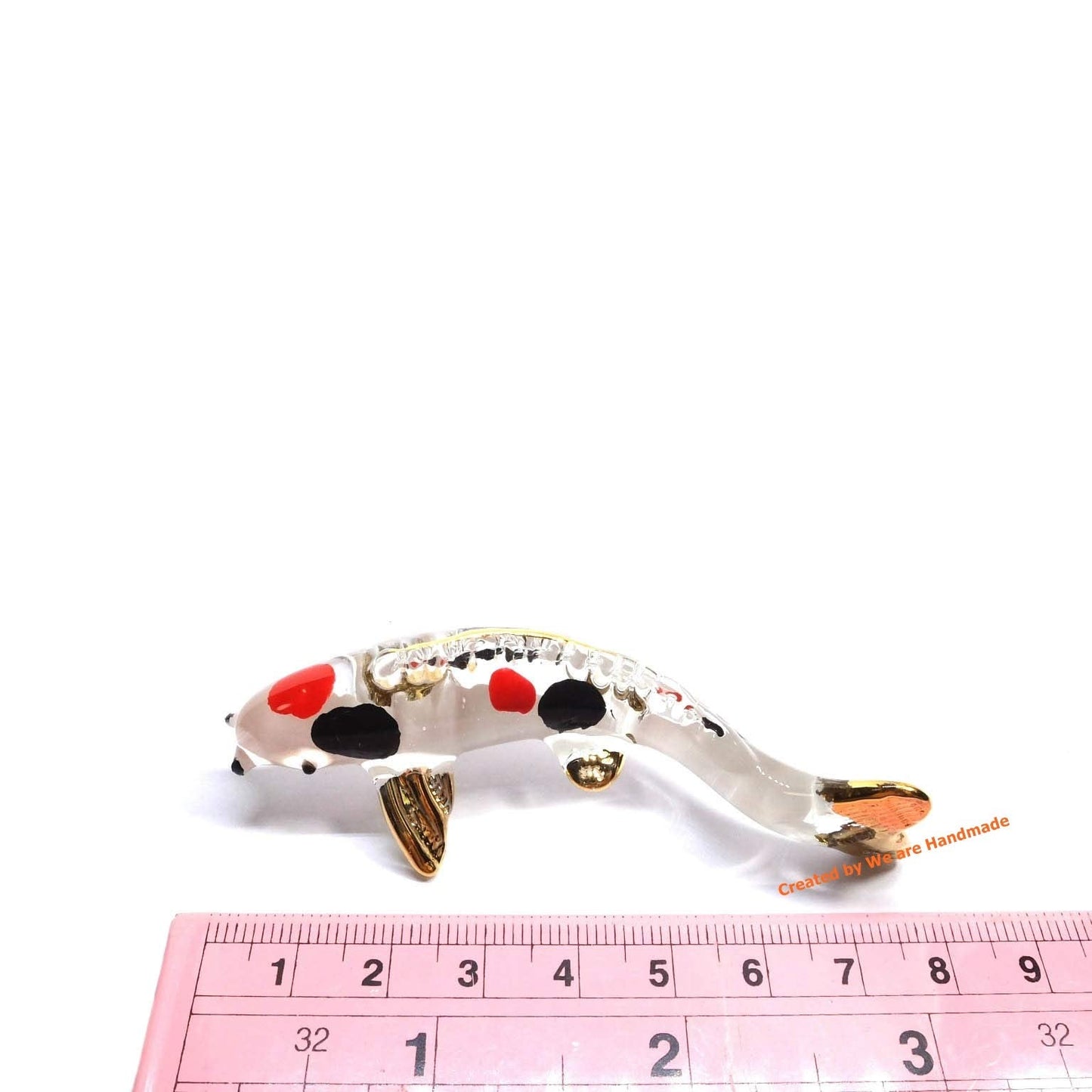 Handmade Mini 3" Koi Fish Carp Figurine Art, Cool Stuff, Miniature Animals, Home or Garden Decor Gift Ideas (Kanako Sanke Style)