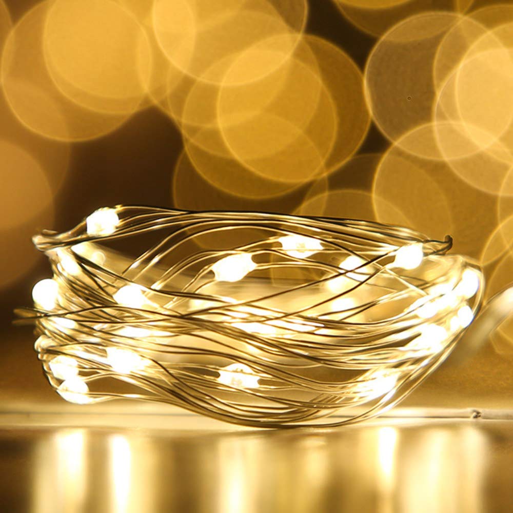 LIIDA [10-Pack] LED String Lights 3.5FT LED Moon Lights 20 Led Micro Lights On Silver Copper Wire for DIY Wedding Centerpiece Table Decoration Party (Warm White)