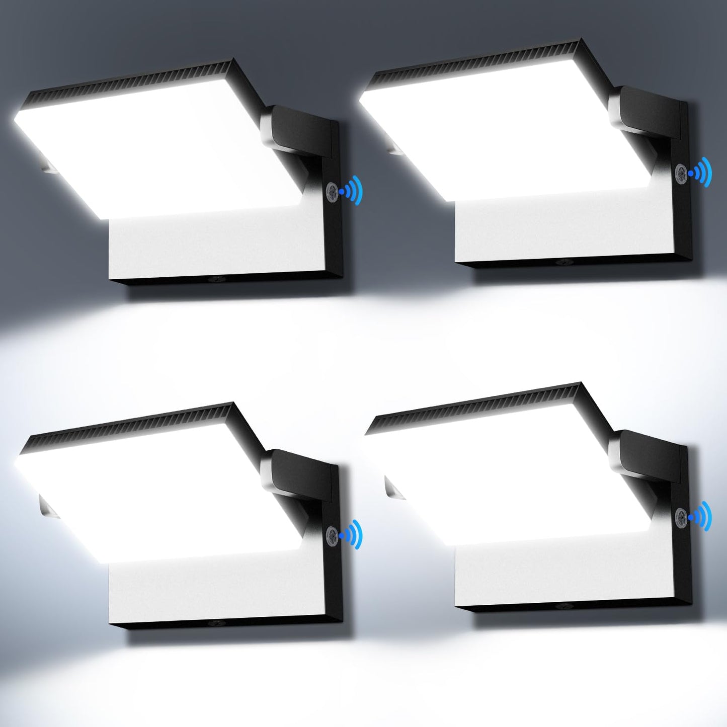 Juyace 120W LED Wall Pack Light Dusk to Dawn Outdoor Lighting Exterior Fixtures 360 °Rotation 5000K for Garage Yard Barn Area 4 Pack
