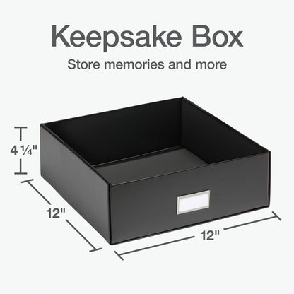 Oxford Keepsake Box, Protective Storage Box, Home and Office Organizer, Photo Storage Box, Souvenir Organizer, Medium, 12" x 12" x 4 1/4" (41788)