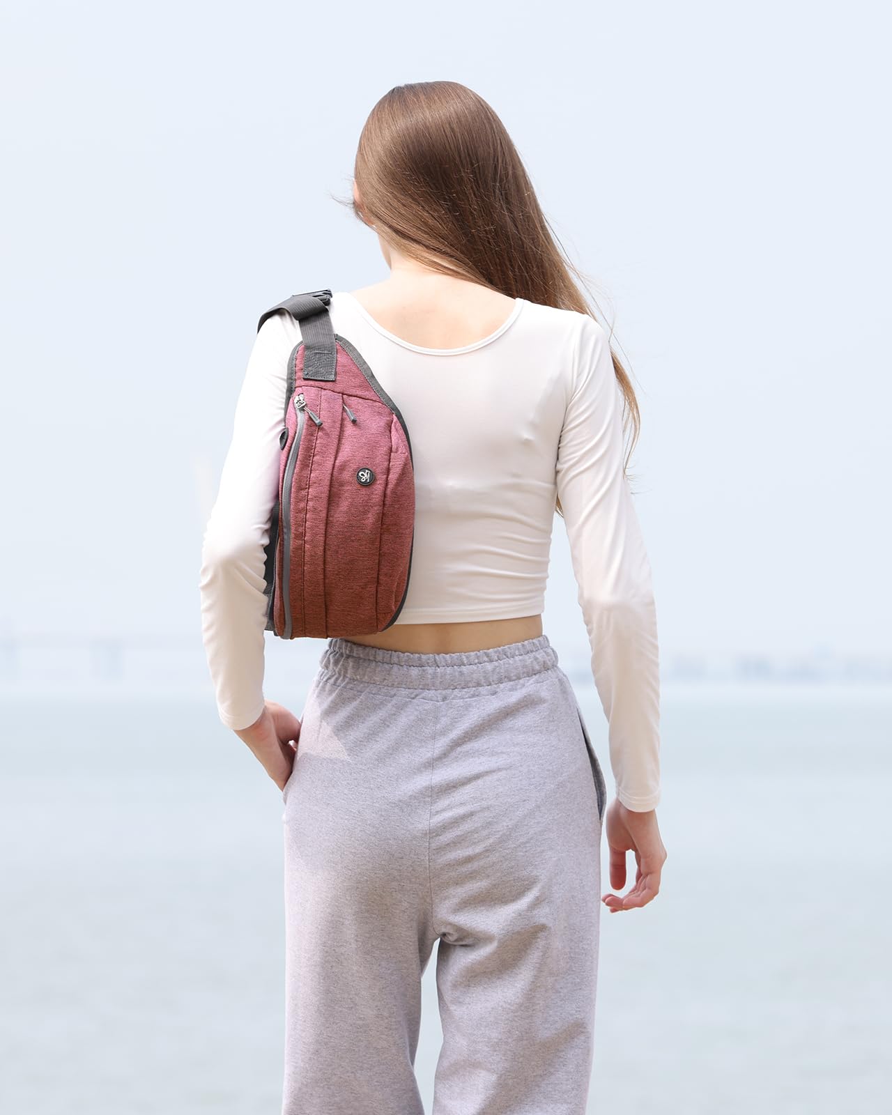 WATERFLY Fanny Pack for Men Women Water Resistant Large Hiking Waist Bag Pack for Running Walking Traveling (Light Red),16.5 x 4.3 x 6 inches,ONJ05
