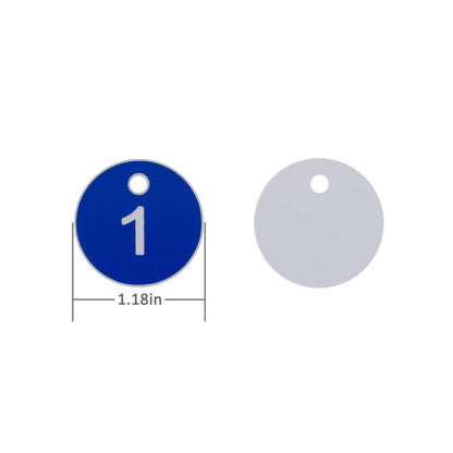 StayMax Plastic ID Number Tags Engraved Tags Key Tags Without Key Rings (1-50, Blue)