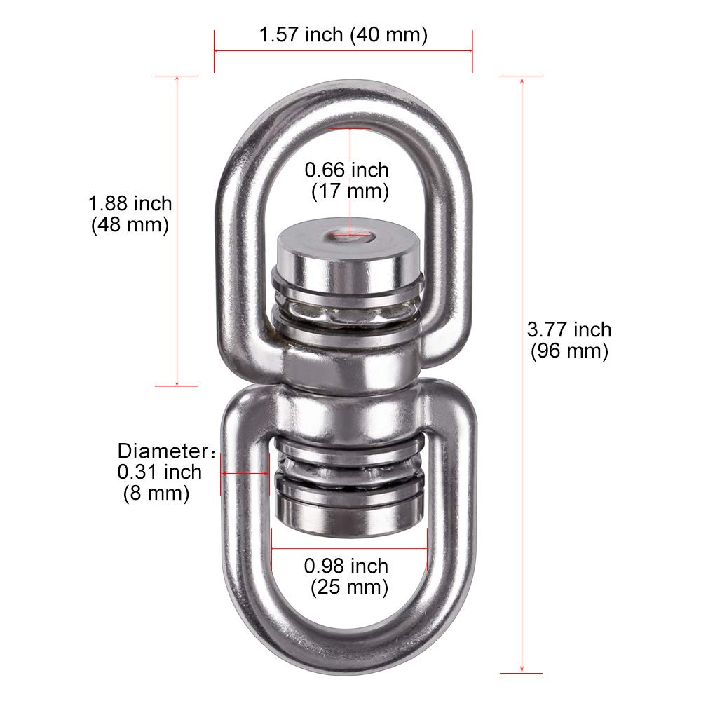 SELEWARE Bearing Swing Swivel, 360° Rotational Device Hanging Accessory for Web Tree Swing, Hammock Chair, Climbing Rope, Aerial Yoga, Kids Swing Swivel,Hold Up to 1200LB