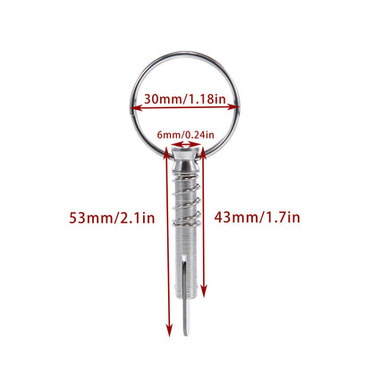 10 Pack Quick Release Bimini Pins, 1/4" Diameter - Boat Canopy Top Pins with Pull Ring, Full 316 Stainless Steel Marine Hardware