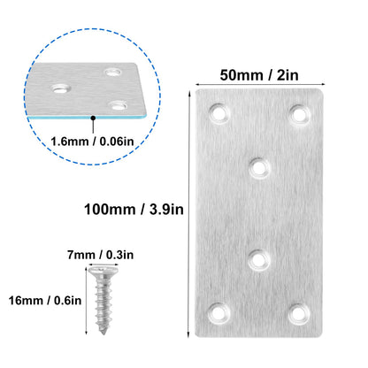 40 PCS 4 X 2 inch Heavy Duty Stainless Steel Flat Brackets, Flat Brackets Mending Plates with Screws, Perfect for Repairs and Reinforcements of Cabinets, Wood, and More, by GENHAKON