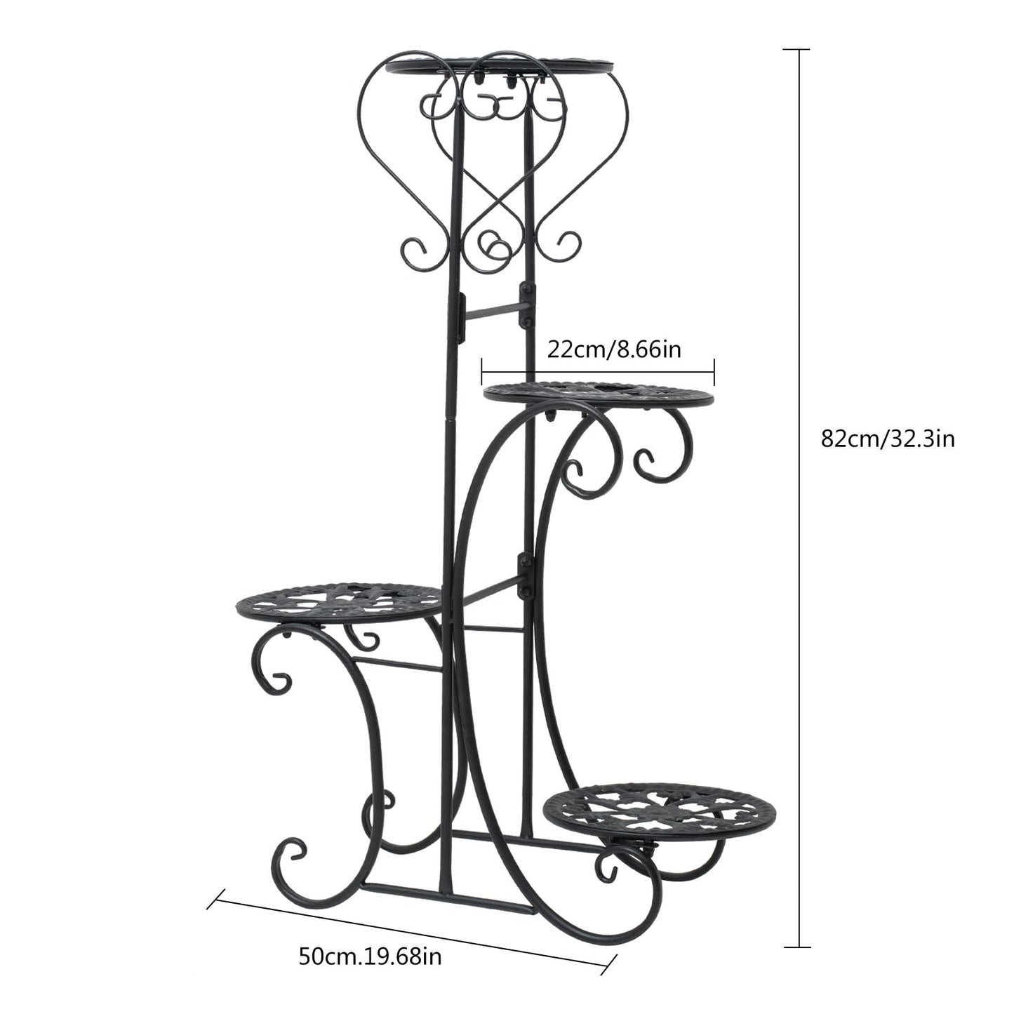njxbrek 4 Tier Plant Stand, Plant Stand Indoor Outdoor Shelf Metal Holder Pot Rack, Flower Pot Holder Display Racks for Garden Patio Lawn Balcony Office