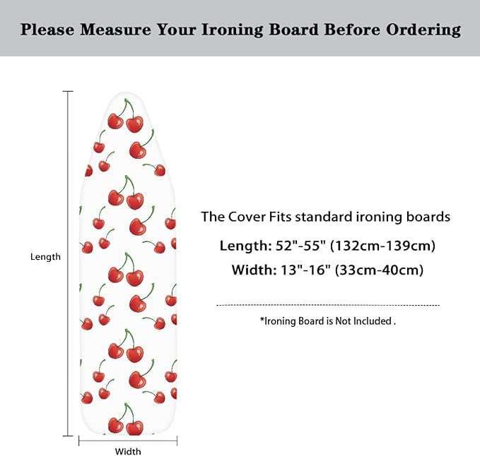 Cherry Print Durable Thick Padding Ironing Board Covers Stain Resistant Hook