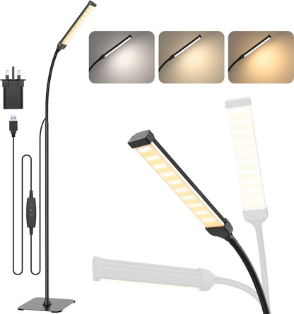 iFalarila Floor Lamp, 120 LED 10 W, Standing Lamp with 3 Colours and 10 Brightnesses, Flexible Gooseneck Floor Lamp for Living Room/Bedroom/Office