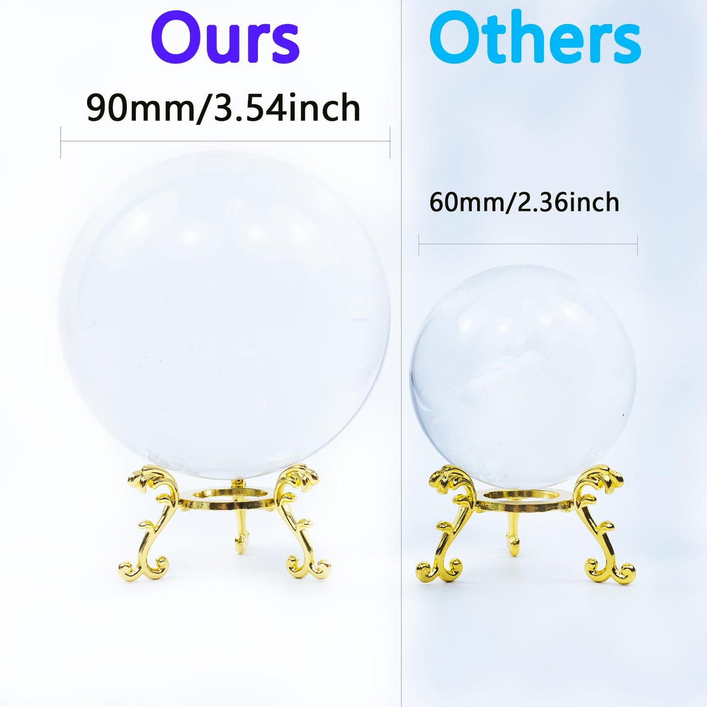 YINBEILIXU Crystal Ball with Metal Stand,3D Glass Ball Sphere, Crystal Figurine Clear Ball for Home Decoration, Party,Birthday,Anniversary,Wedding Decor, Gift,Photography (90mm, Cake)