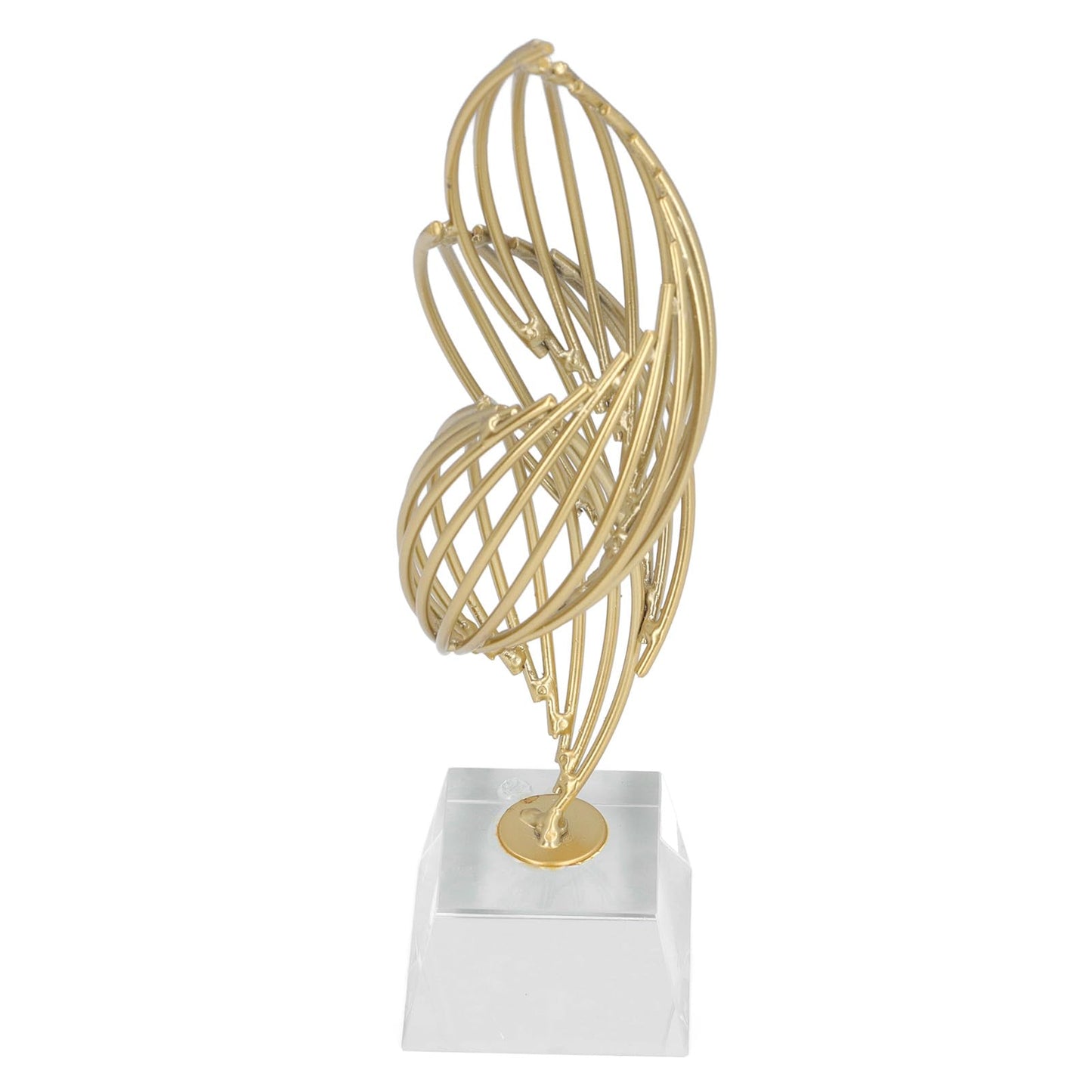 Metal Abstract Decorative Sculpture with Base Modern Luxury Metal Abstract Art Home Decor Statue for Desk Shelf Decor (Crystal White)