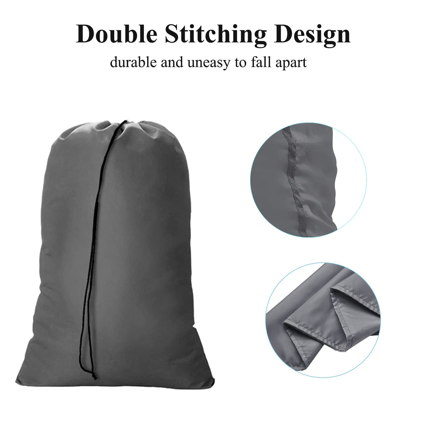 OTraki 2 Pack Laundry Bag Extra Large 28x45 Inch Drawstrings Laundry Hamper Liner Storage Bag XL Dirty Clothes Organizer Heavy Duty Laundry Bag for Home, Travel, Camping (Grey)