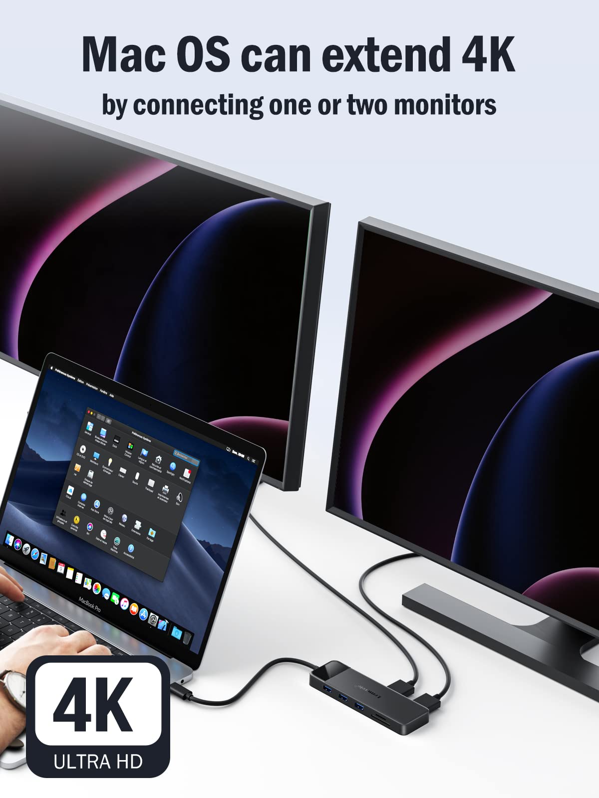 Docking Station USB C Hub 3*Display- 10 in 1, Lemorele USB C Dock 2*HDMI Adapter 4K, 3 USB 3.0/2.0, VGA, PD 100W, Audio, SD/TF, for HP Laptops, ThinkPad, MacBook, Surface