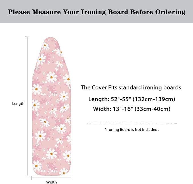 Petal Pink Ironing Covers with Thick Padding and Elasticized Edge Ironing Board