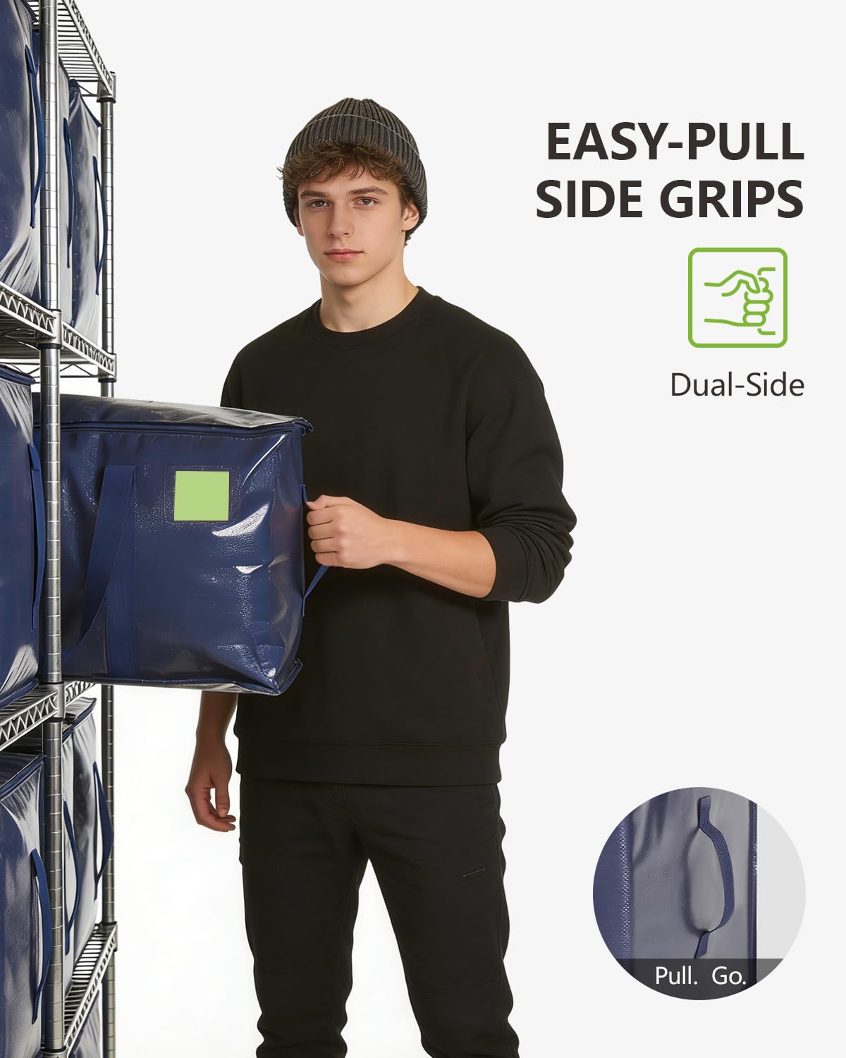 DAYSEON Heavy Duty Moving Bags Extra Large, Premium Storage Bags with Durable Zippers, Reinforced Handles, Moving Supplies for Clothes, Bedding, College Dorm Essentials, 8 Pack Blue