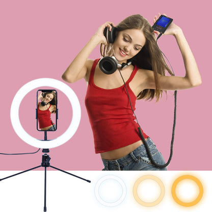 AGM 10” LED Ring Light with Tripod Stand & Phone Holder 3 Light Modes & 10 Brightness Level for Video/Photography/Live Streaming