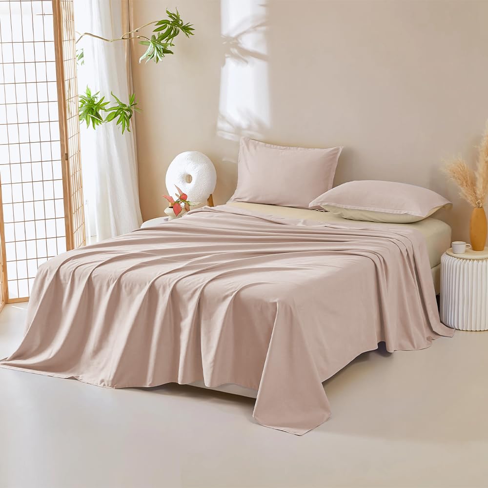 DUJUIKE Waterproof Bed Sheet Cover,Pet Hair Resistant Bed Sheet Cover for Dog and Cats, Mattress Protector for Children, Bed Liner Cover with Waterproof Breathable Fabric (Camel, Twin 160 x 230 cm)