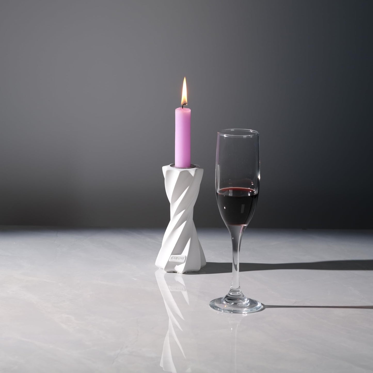 ICNBUYS Twizzle Twist Candle Holder, Decorative Candle Holder for Table Display, Romantic Decoration, Unique Home Décor Aesthetic, Housewarming Gift, Sculpture Candle Stand Height 5.7 inches - Cement