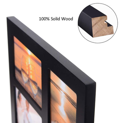 UMICAL 4x6 5-Opening Picture Frame with Shatter-Resistant Glass & Black Wood 4x6 Collage Photo Frames for 4x6 5 Pictures Display Made for Tabletop Stand and Wall Mounting