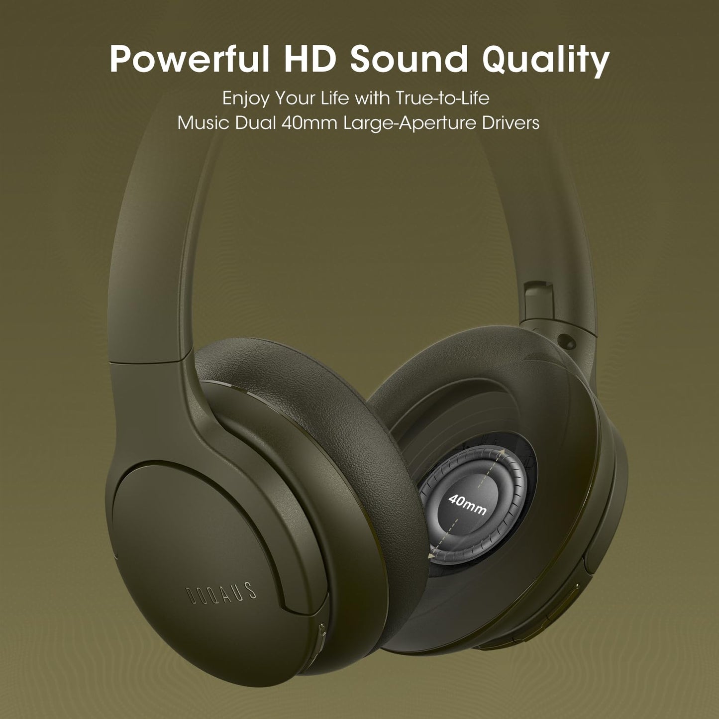 DOQAUS Over-Ear Bluetooth Headphones with 90-Hour Playtime, 3 Professional EQ Modes, HiFi Deep Bass & HD Mic for Extended Travel, Gym Workouts & Daily Use