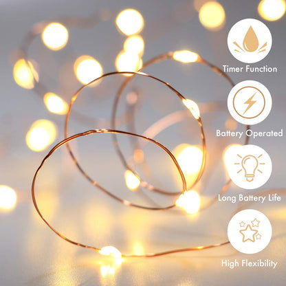 innotree 3 Pack Fairy Lights with Timer, Battery Copper Wire Fairy Lights 3M 30 LEDs Fairy Lights Christmas Battery Operated Waterproof Lights Bottle Decoration, Warm White