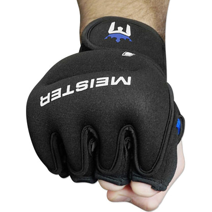 Meister Elite 1lb Neoprene Weighted Gloves for Cardio & Heavy Hands (Pair) - 1lb x 2 - Black/Blue