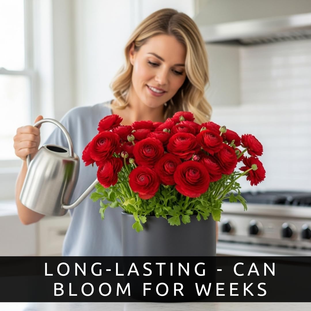 Red Ranunculus Bulbs for Planting (10 Bulbs) – Premium Flower Corms for Cut Flowers, Wedding Bouquets, Garden Beds & Indoor Forcing – Vibrant Spring Blooms