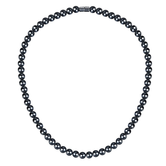 IRUMENG Hematite Necklace - Natural Magnetic Hematite Beads Necklace Relief Fatigue around Neck and Shoulder,18“(45cm)