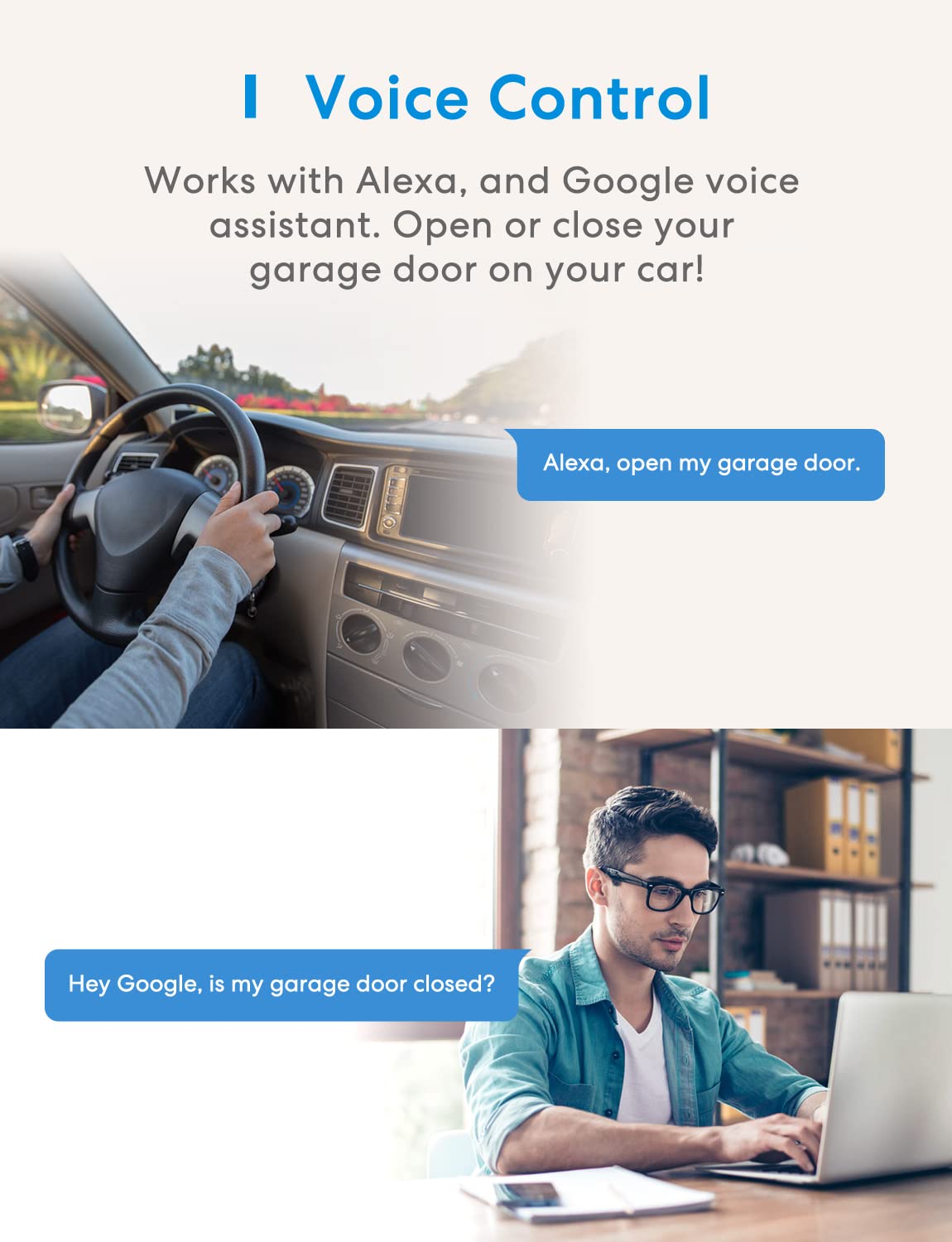 meross Smart Garage Door Opener Remote, Compatible with Apple HomeKit, Amazon Alexa, Google Assistant, CarPlay and SmartThings, No Hub Required