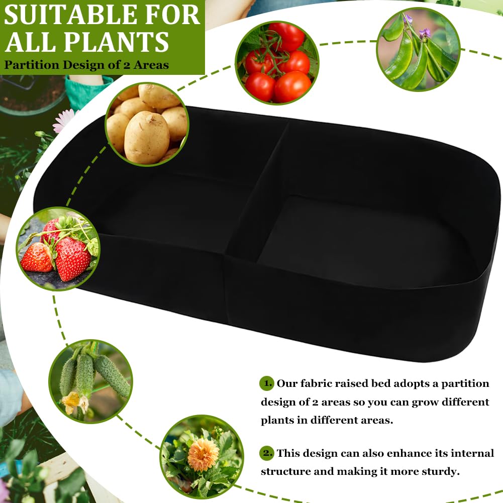 Roveinsia Fabric Raised Garden Bed, 58 Gallon 2 Grids Rectangle Garden Grow Bags, 2x4 FT Breathable Planter Raised Beds for Growing Vegetables Flowers Herb, Raised Planters for Outdoor Plants